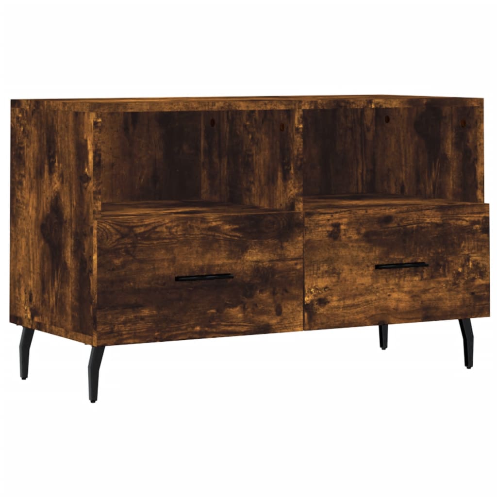 Meuble TV chêne fumé 80x36x50 cm en bois
