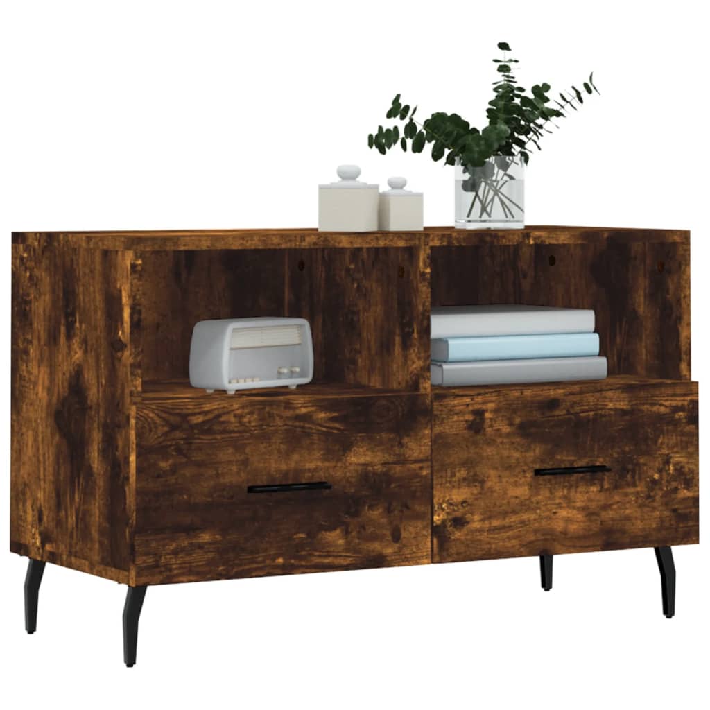 Meuble TV chêne fumé 80x36x50 cm en bois