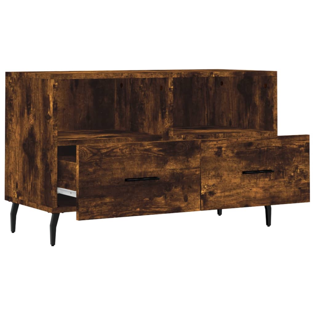 Meuble TV chêne fumé 80x36x50 cm en bois