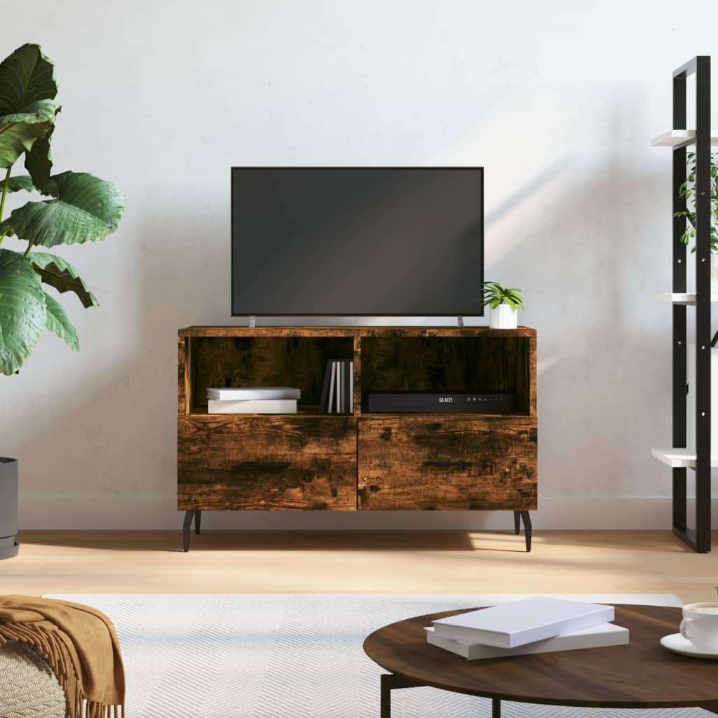 Meuble TV chêne fumé 80x36x50 cm en bois