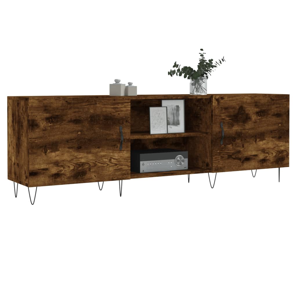 Meuble TV chêne fumé 150x30x50 cm matériau bois