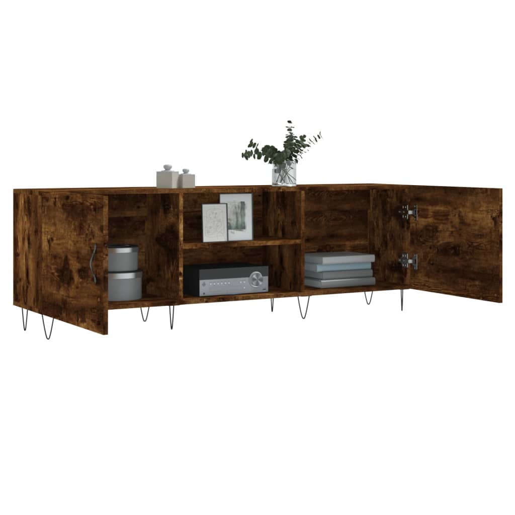 Meuble TV chêne fumé 150x30x50 cm matériau bois