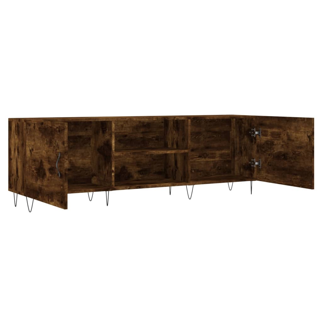 Meuble TV chêne fumé 150x30x50 cm matériau bois