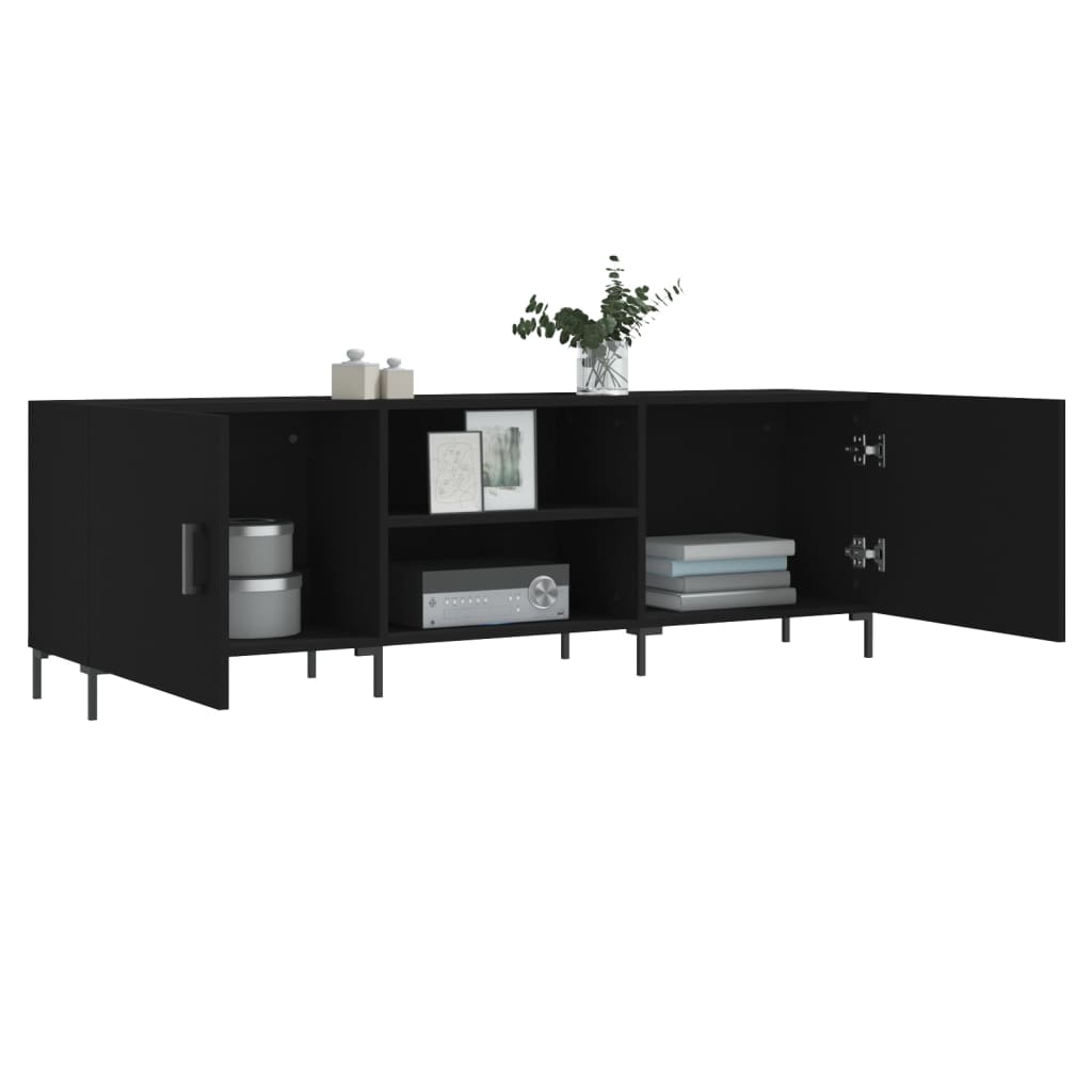 Meuble TV noir 150x30x50 cm en bois