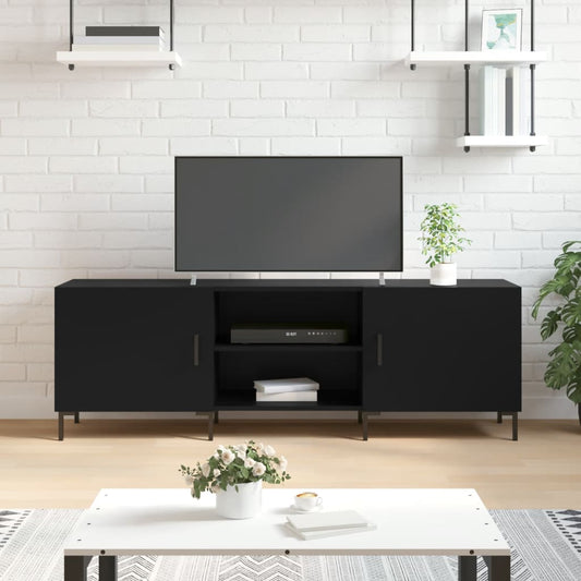 Meuble TV noir 150x30x50 cm en bois