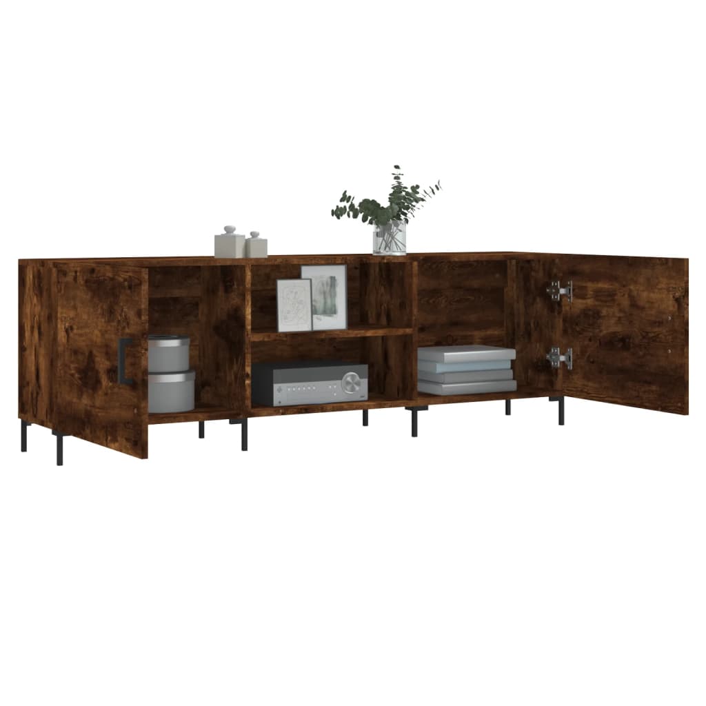 Meuble TV chêne fumé 150x30x50 cm matériau bois