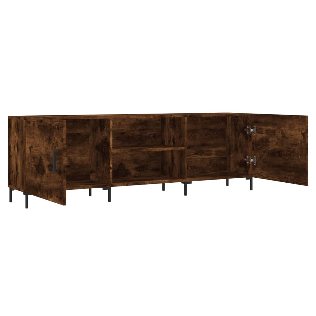 Meuble TV chêne fumé 150x30x50 cm matériau bois