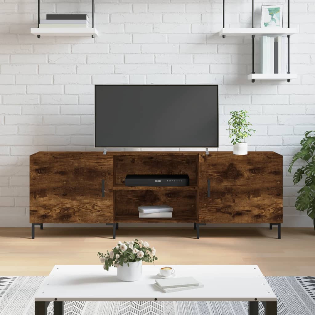 Meuble TV chêne fumé 150x30x50 cm matériau bois