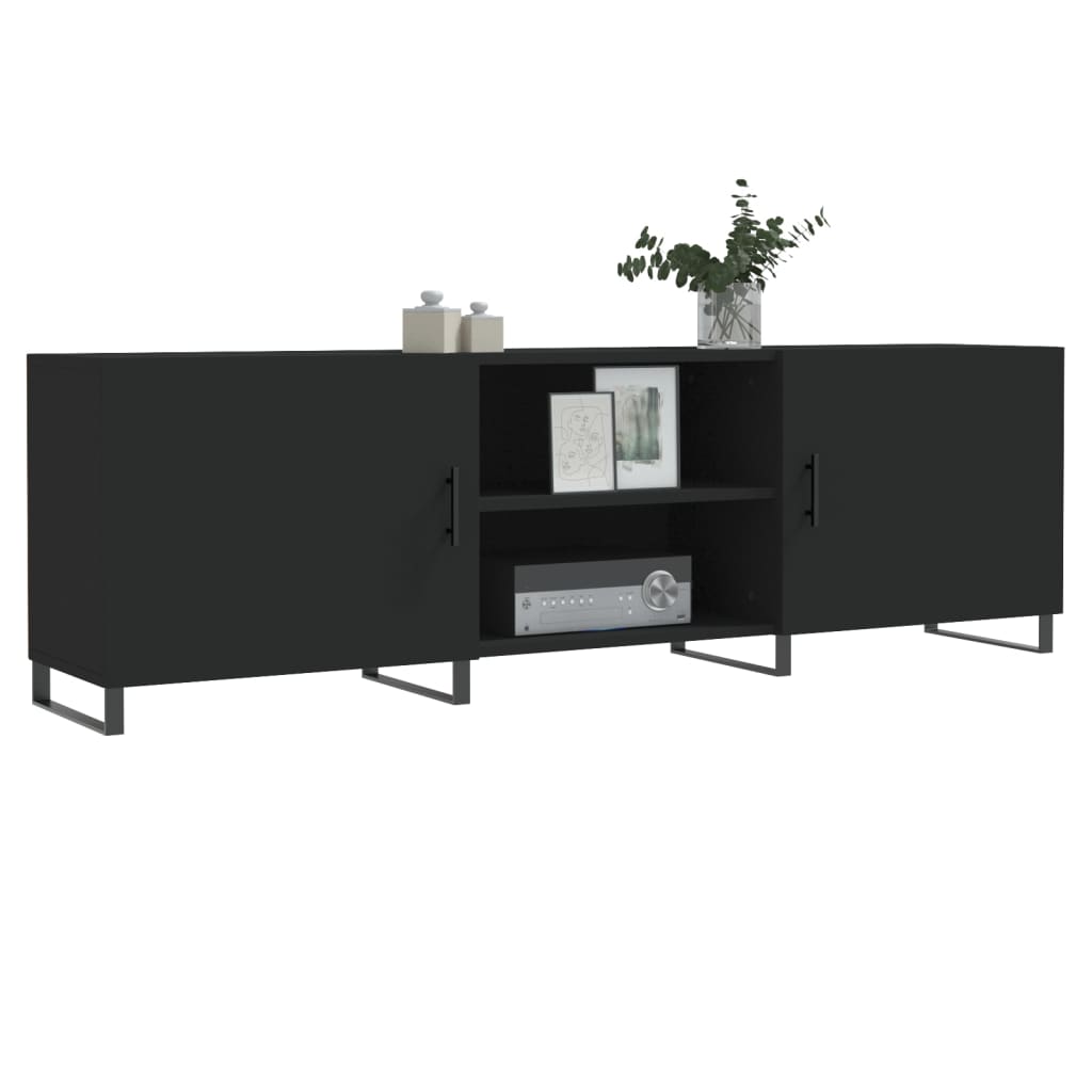 Meuble TV noir 150x30x50 cm en bois