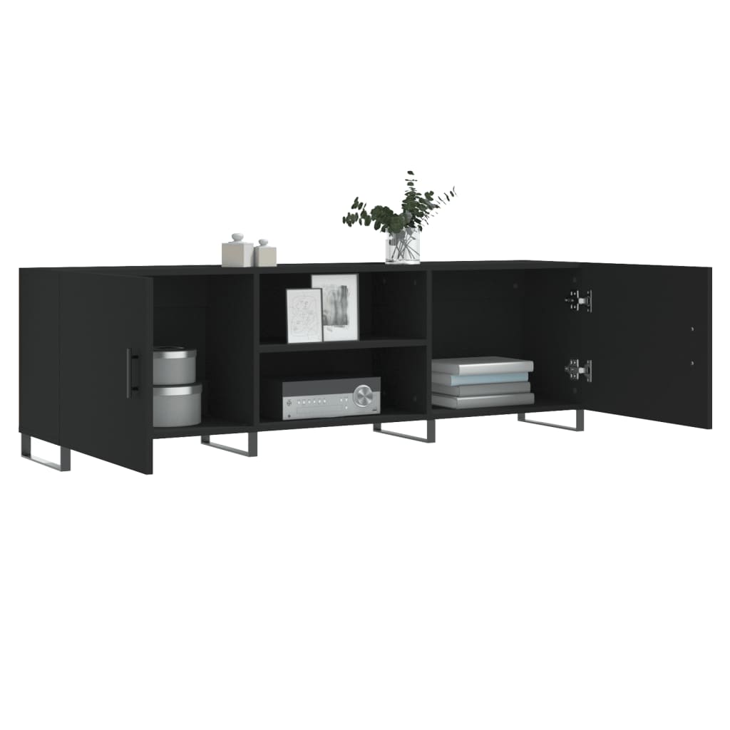 Meuble TV noir 150x30x50 cm en bois
