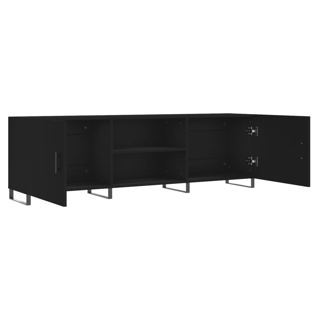 Meuble TV noir 150x30x50 cm en bois