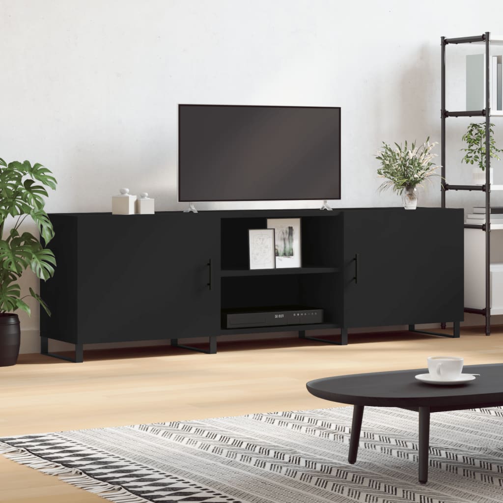 Meuble TV noir 150x30x50 cm en bois