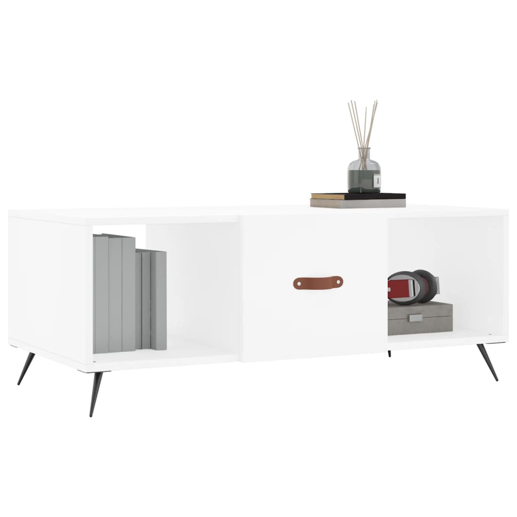 Table basse blanche 102x50x40 cm en bois