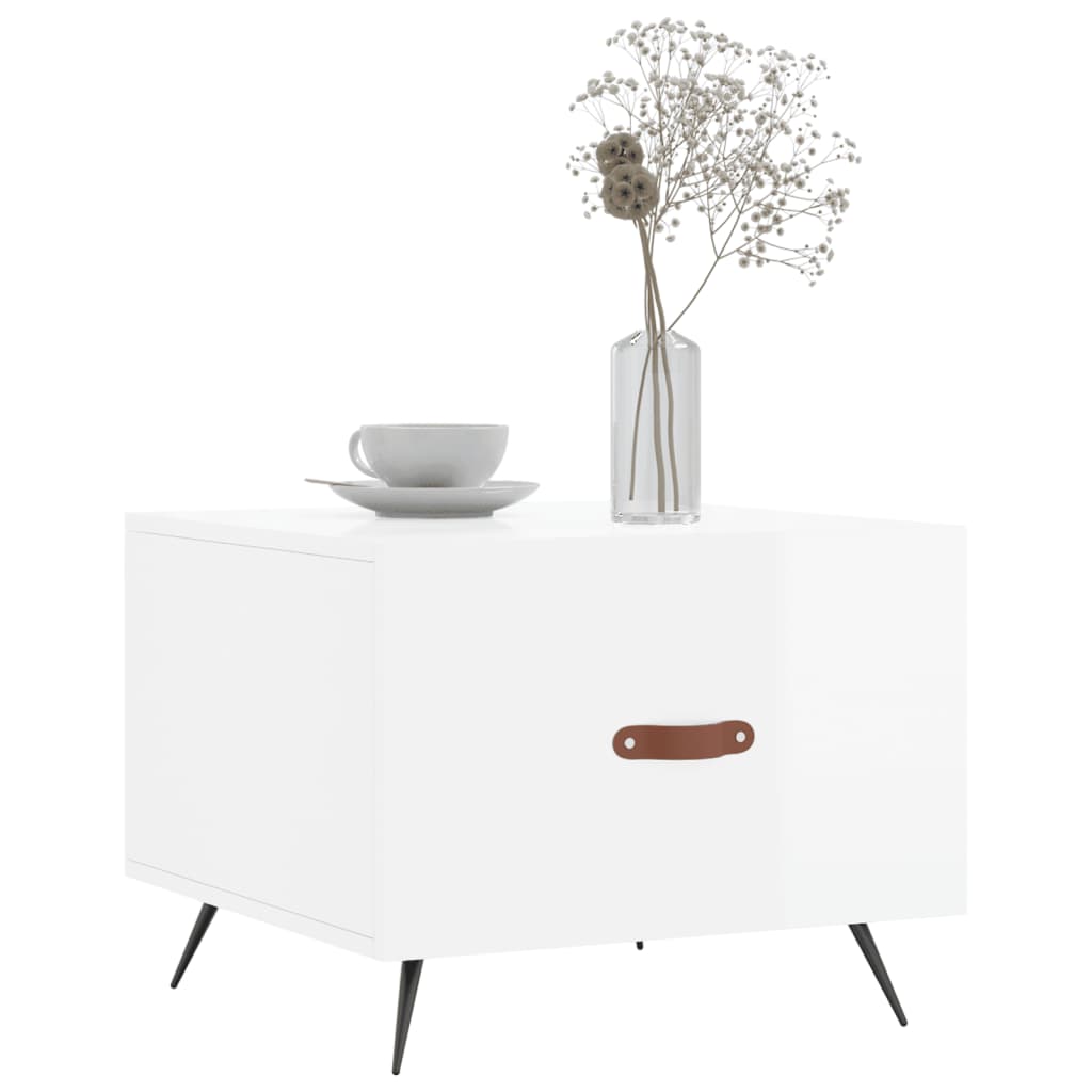 Coffee tables 2 pcs. High gloss white 50x50x40 cm wood material
