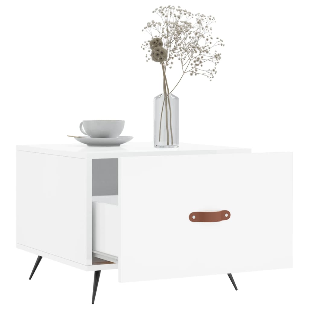 Coffee tables 2 pcs. High gloss white 50x50x40 cm wood material