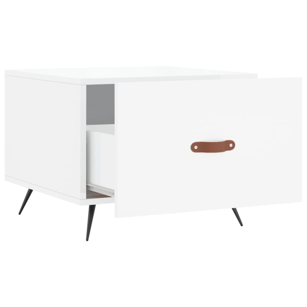 Coffee tables 2 pcs. High gloss white 50x50x40 cm wood material