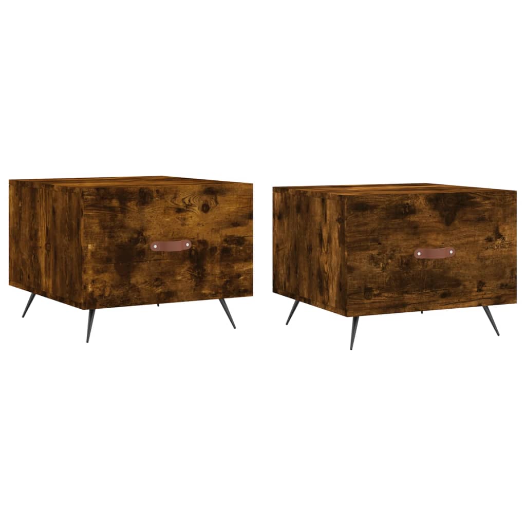 Coffee tables 2 pcs. Smoked oak 50x50x40 cm wood material