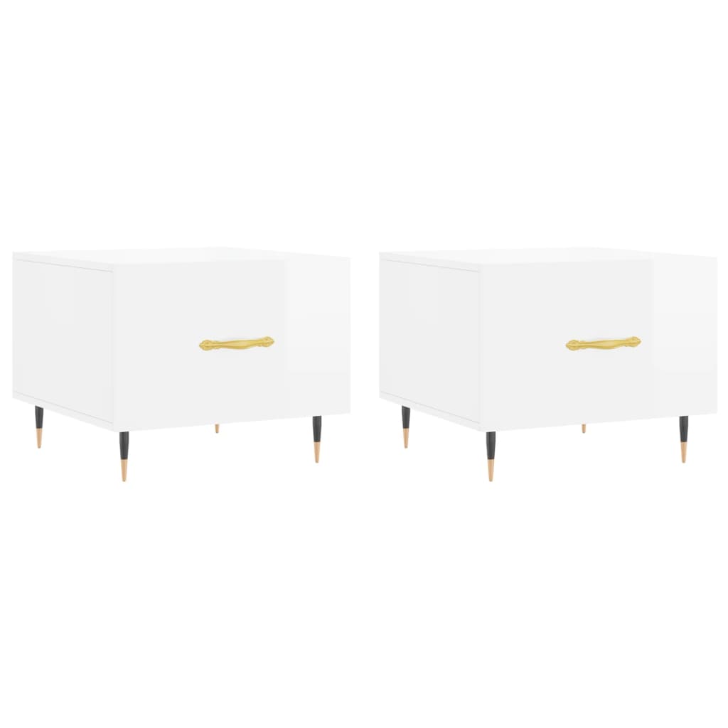 Coffee tables 2 pcs. High gloss white 50x50x40 cm wood material