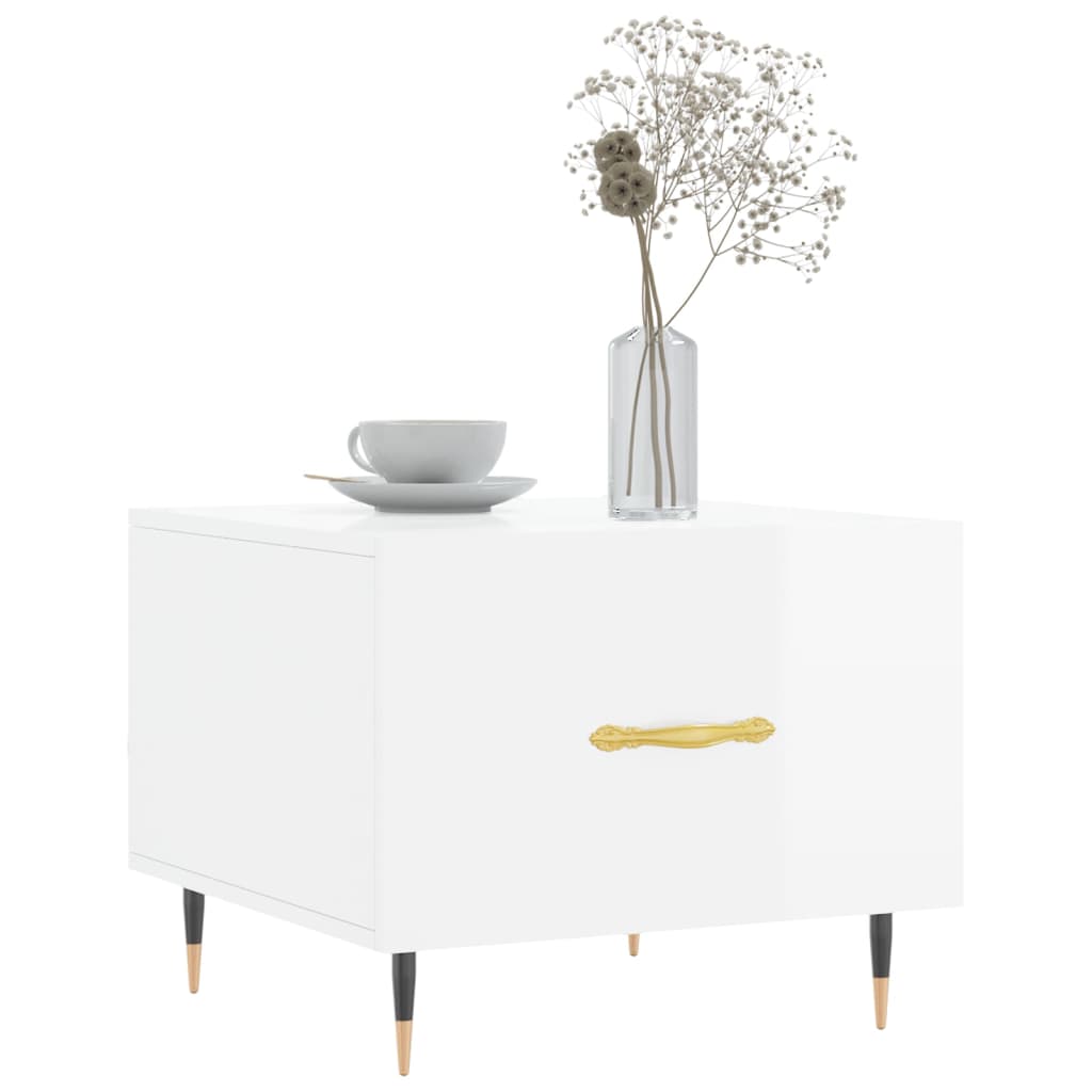 Coffee tables 2 pcs. High gloss white 50x50x40 cm wood material