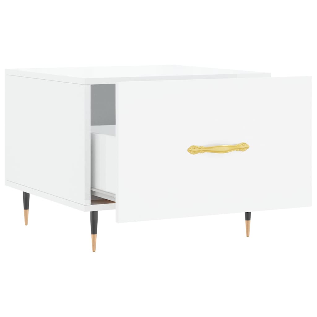 Coffee tables 2 pcs. High gloss white 50x50x40 cm wood material
