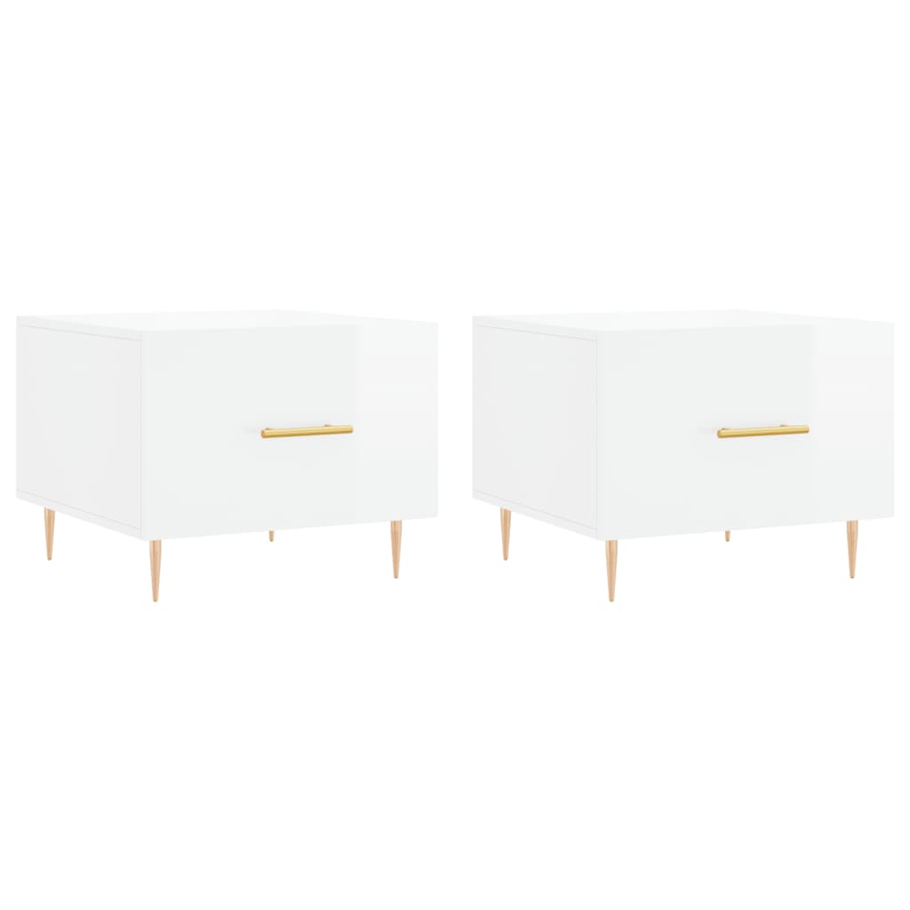 Coffee tables 2 pcs. High gloss white 50x50x40 cm wood material