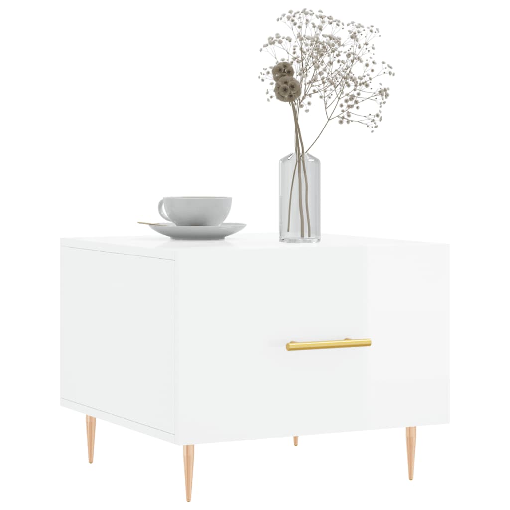 Coffee tables 2 pcs. High gloss white 50x50x40 cm wood material