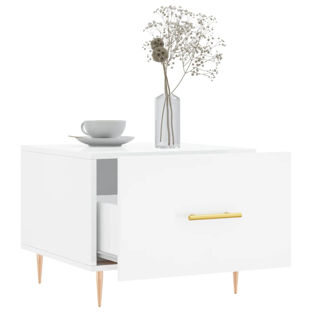 Coffee tables 2 pcs. High gloss white 50x50x40 cm wood material