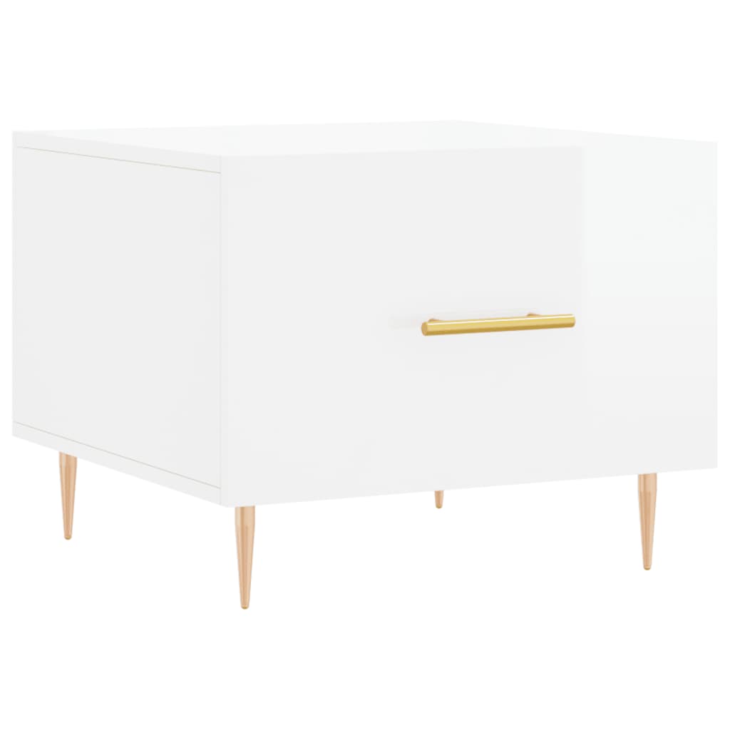 Coffee tables 2 pcs. High gloss white 50x50x40 cm wood material