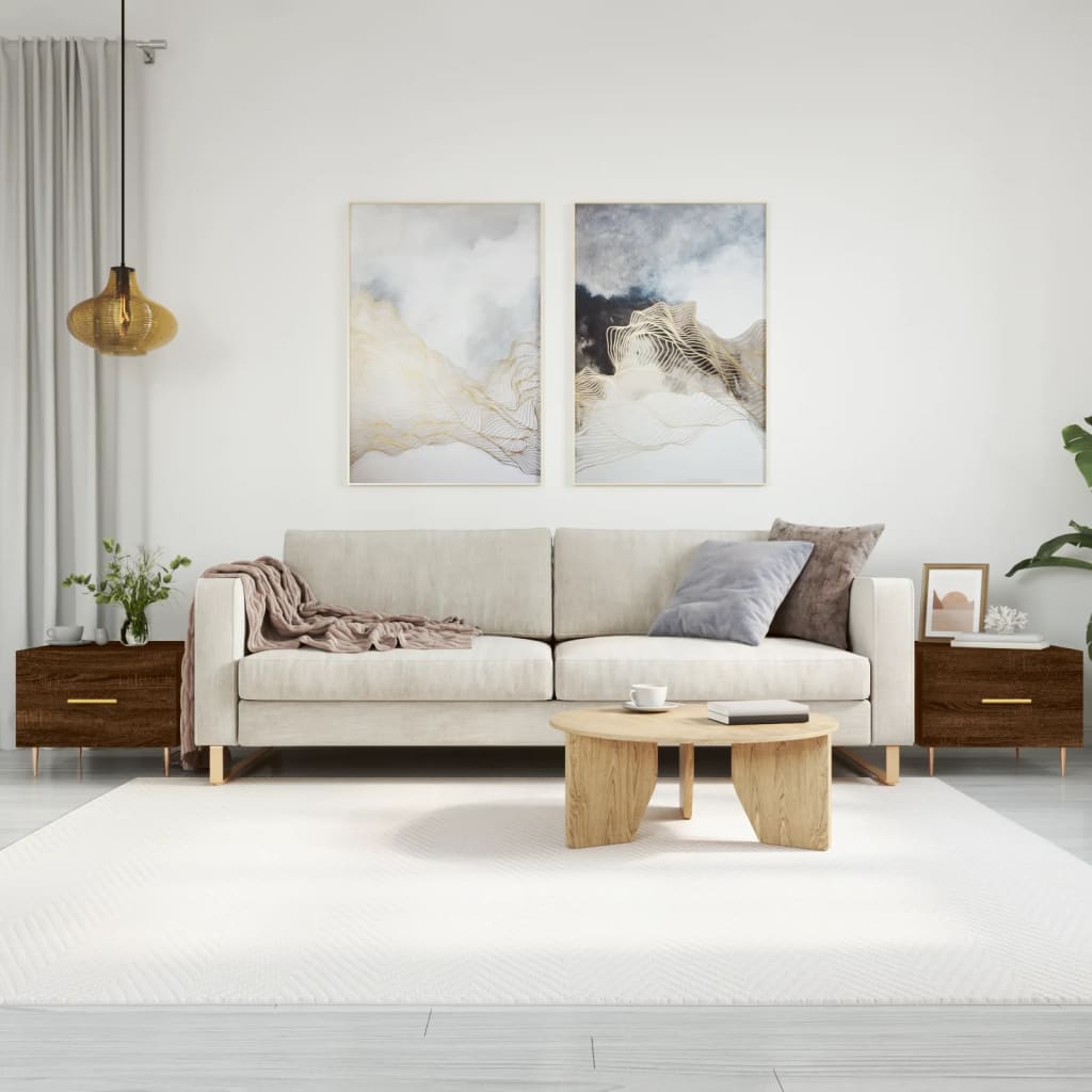 Coffee tables 2 pcs. Brown oak look 50x50x40 cm wood material