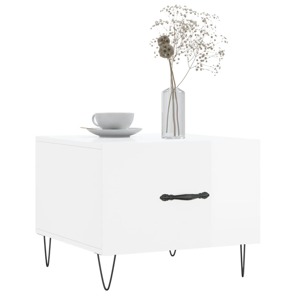 Coffee tables 2 pcs. High gloss white 50x50x40 cm wood material