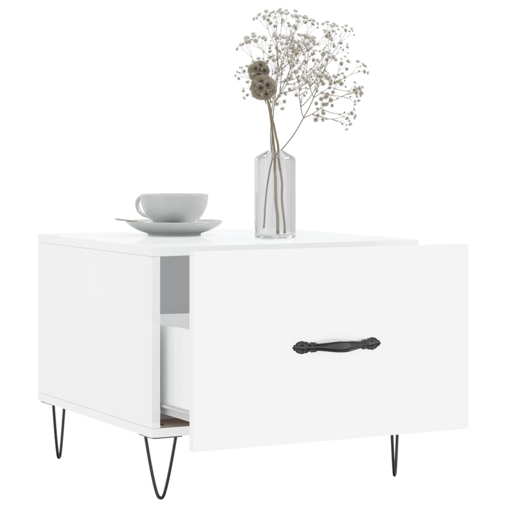 Coffee tables 2 pcs. High gloss white 50x50x40 cm wood material