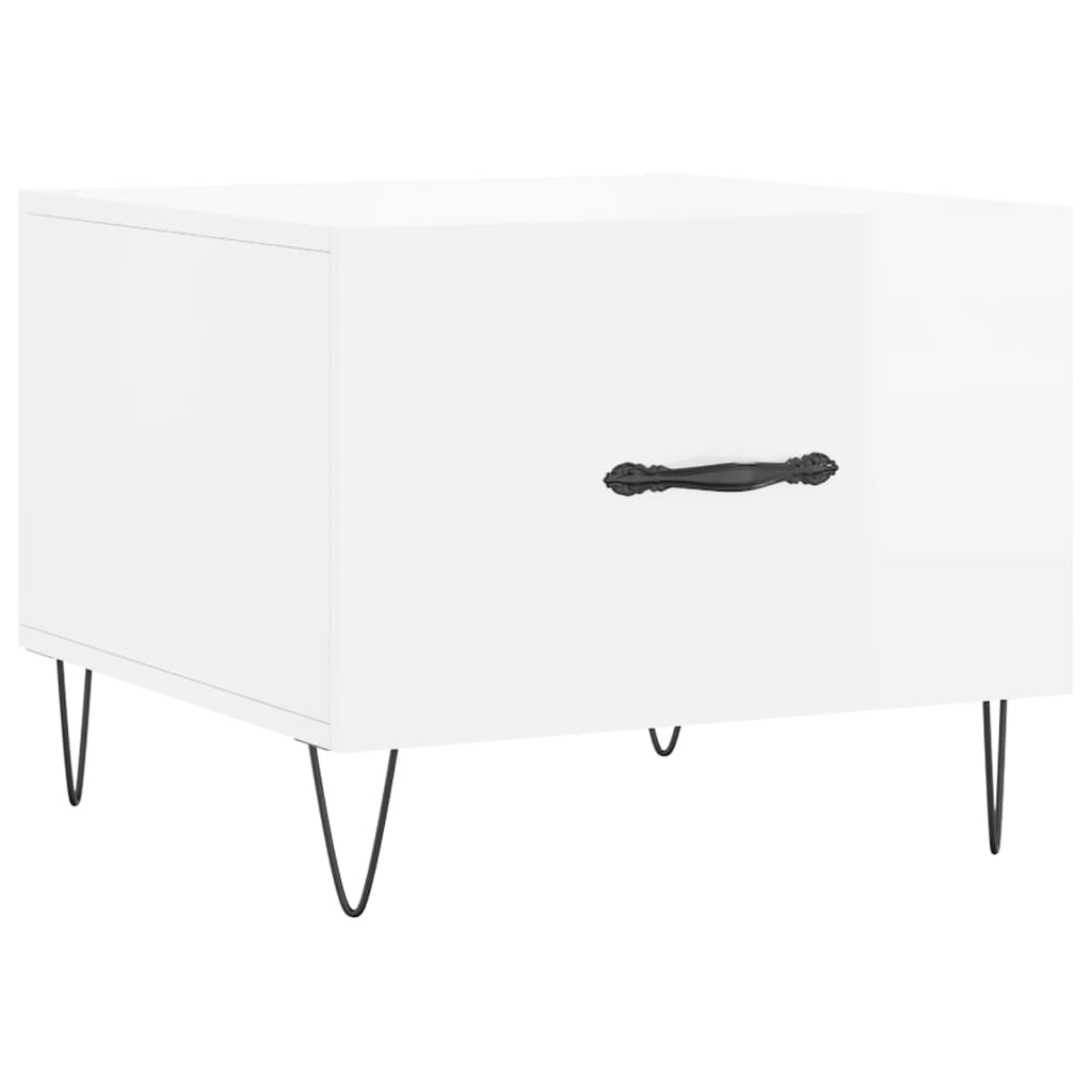 Coffee tables 2 pcs. High gloss white 50x50x40 cm wood material
