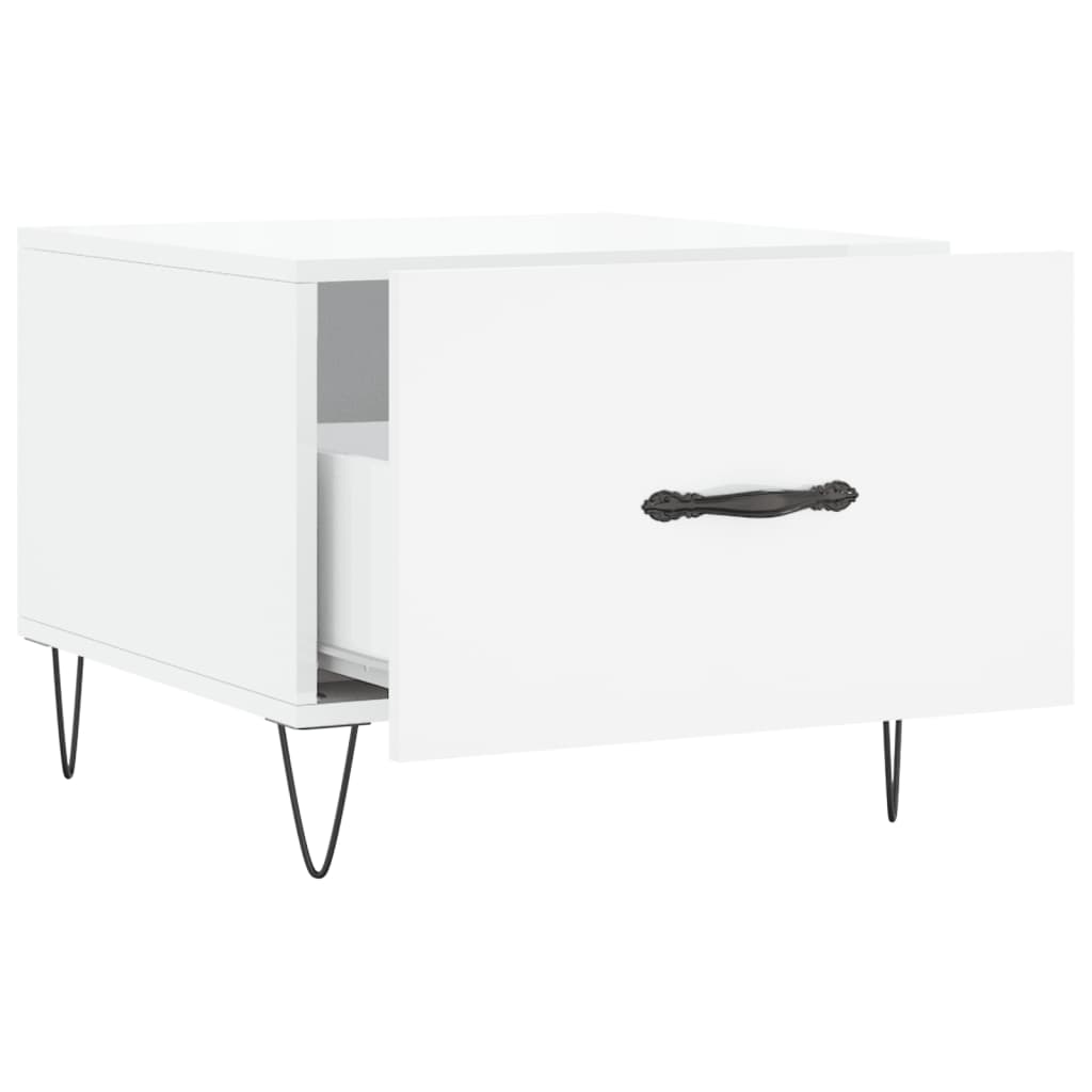 Coffee tables 2 pcs. High gloss white 50x50x40 cm wood material