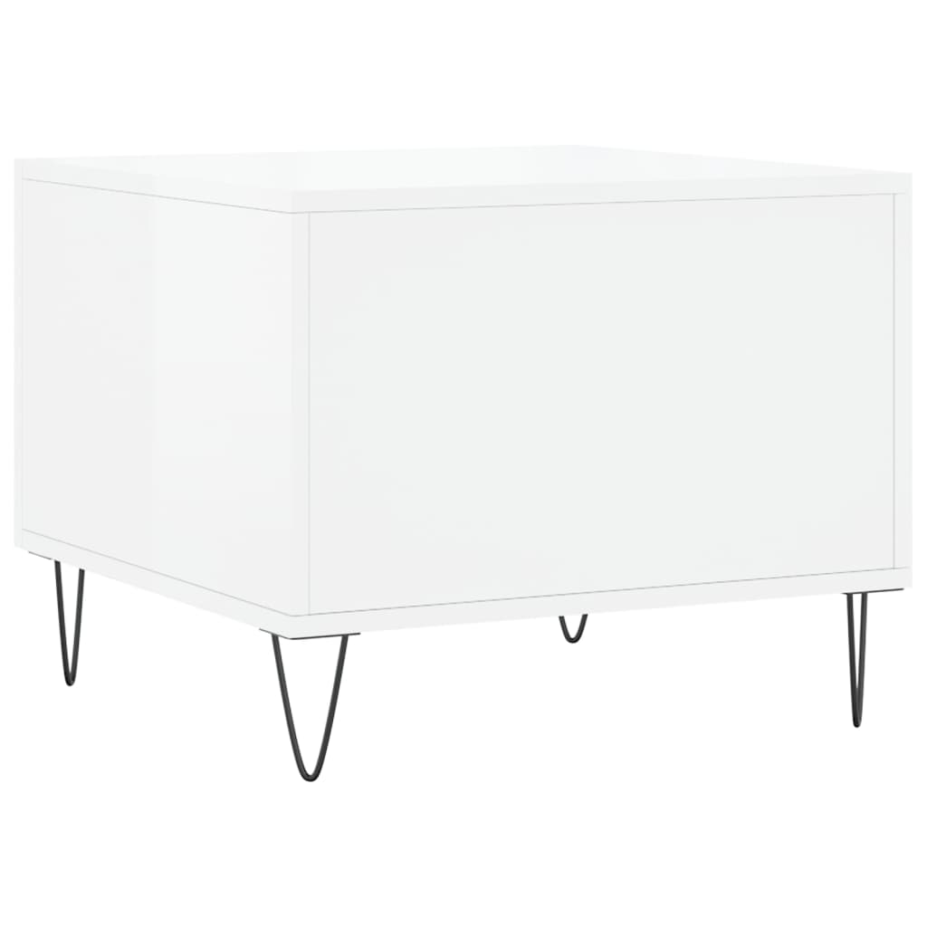 Coffee tables 2 pcs. High gloss white 50x50x40 cm wood material