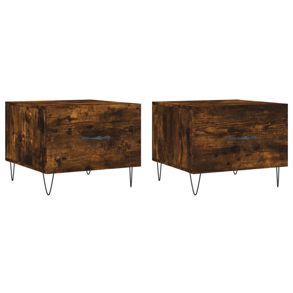 Coffee tables 2 pcs. Smoked oak 50x50x40 cm wood material