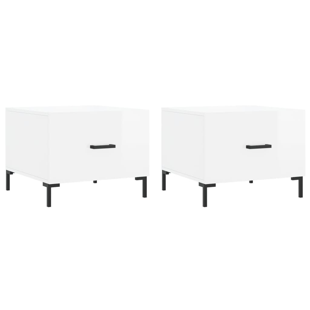 Coffee tables 2 pcs. High gloss white 50x50x40 cm wood material