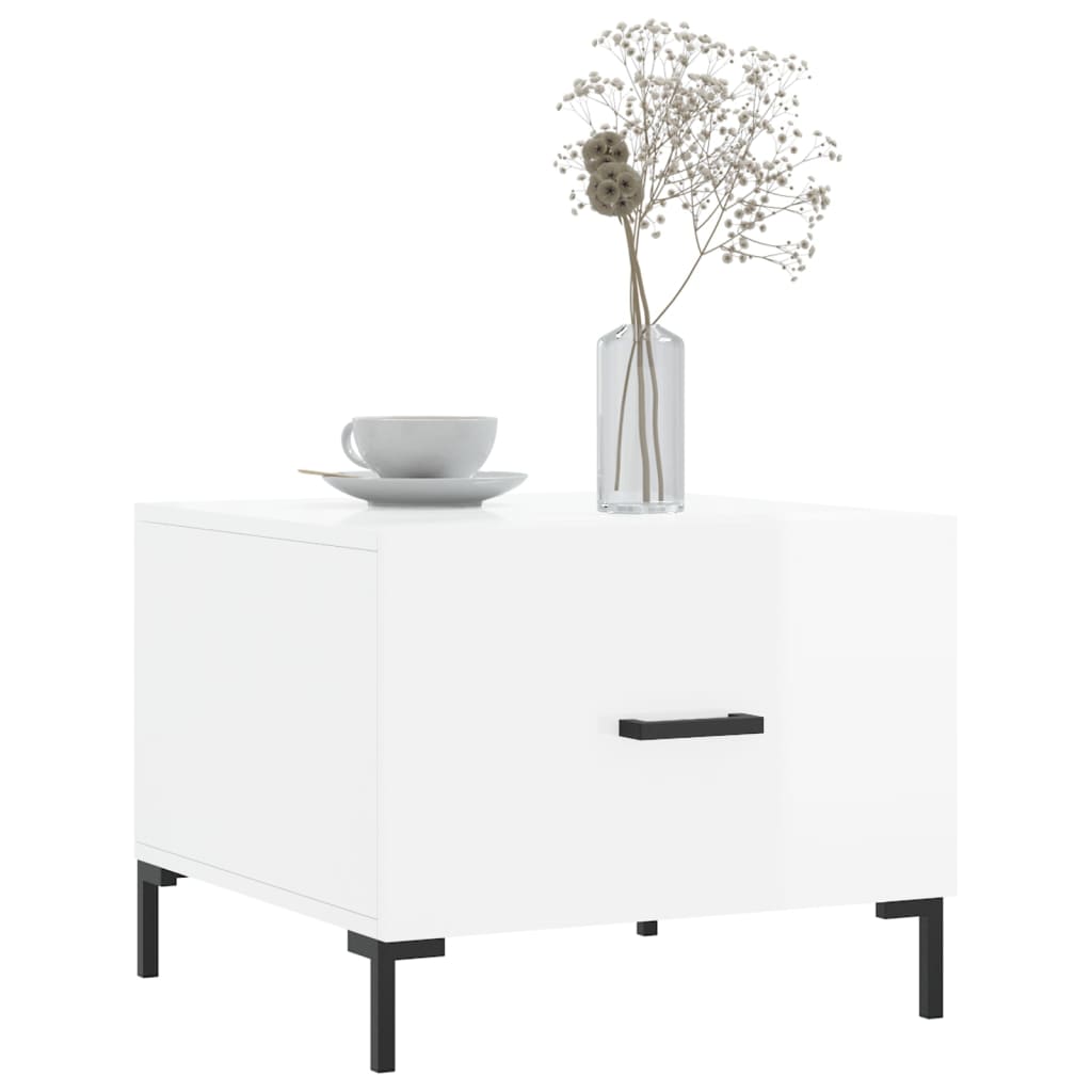 Coffee tables 2 pcs. High gloss white 50x50x40 cm wood material