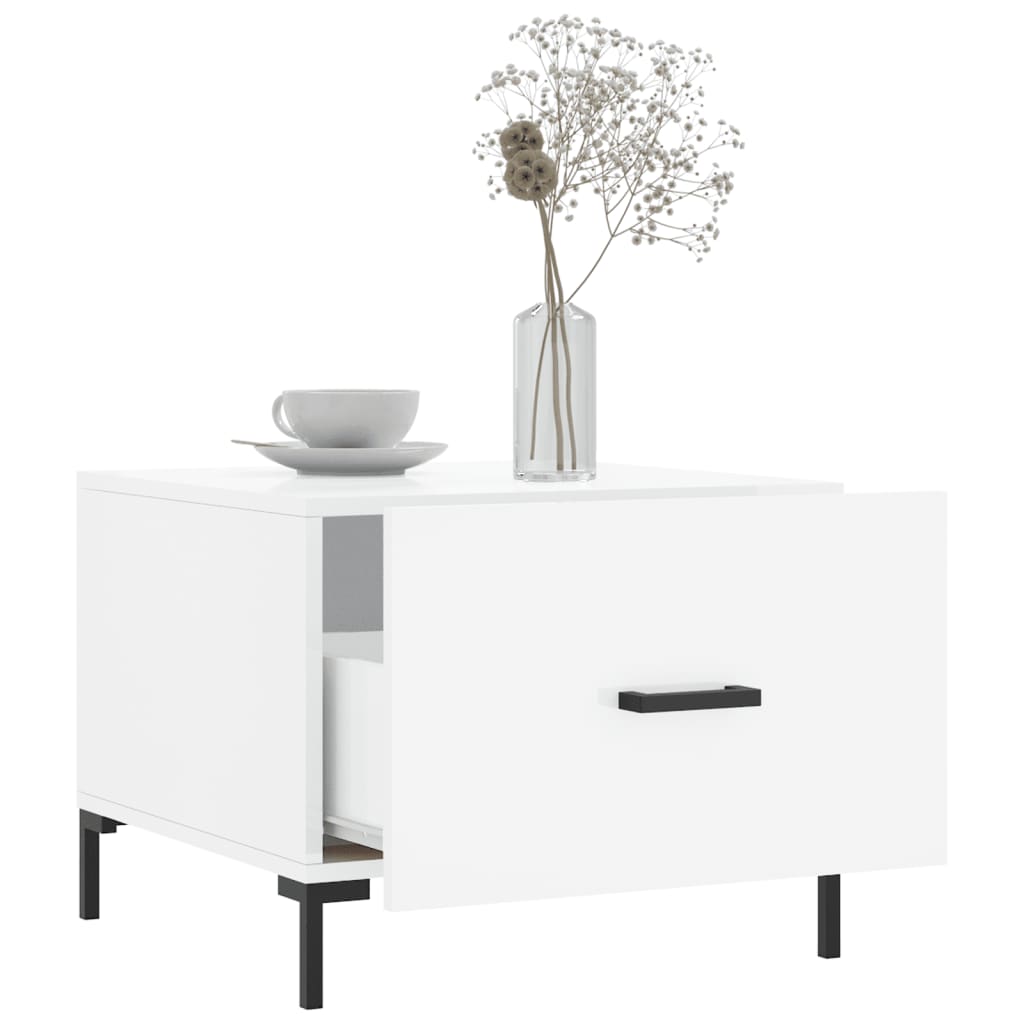 Coffee tables 2 pcs. High gloss white 50x50x40 cm wood material
