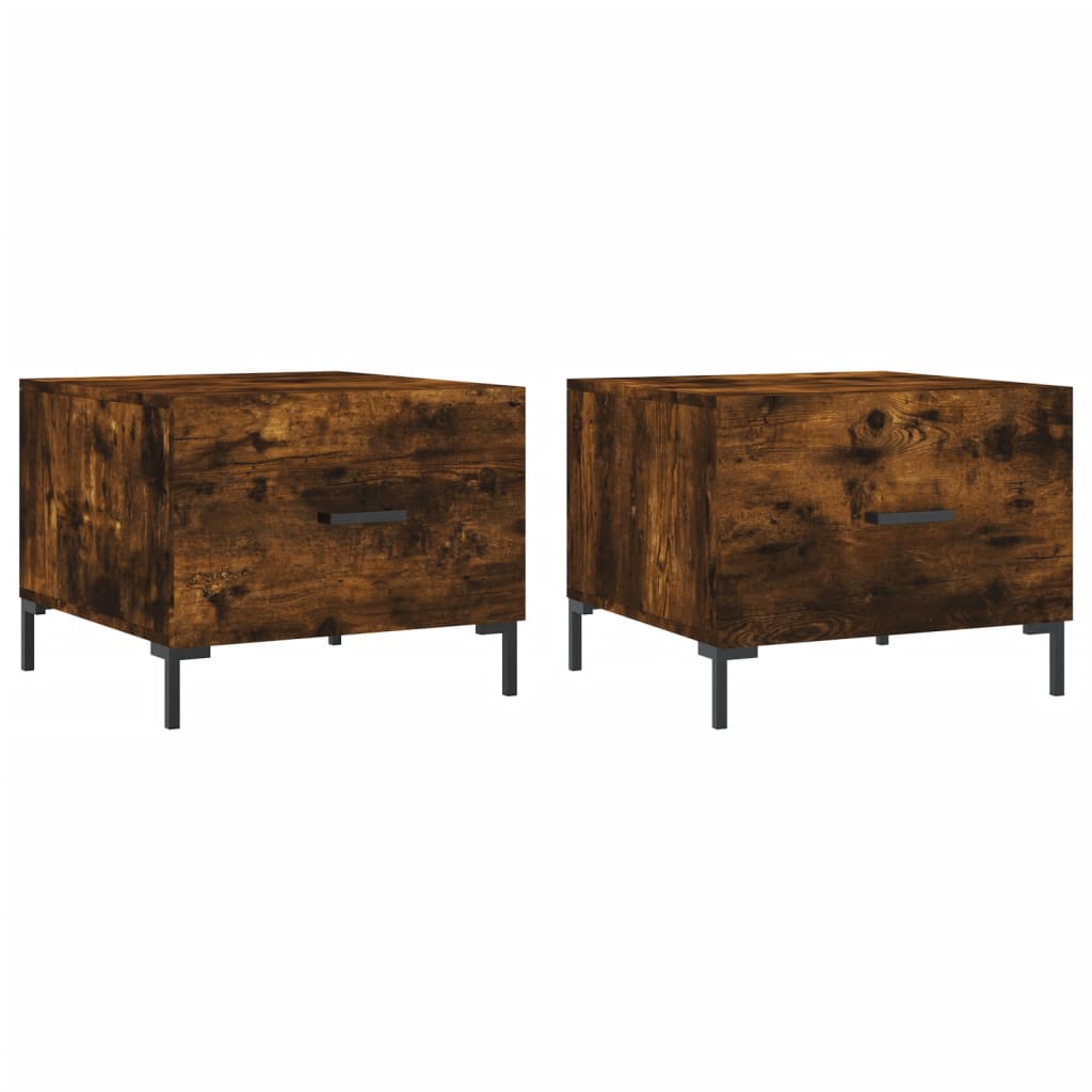 Coffee tables 2 pcs. Smoked oak 50x50x40 cm wood material