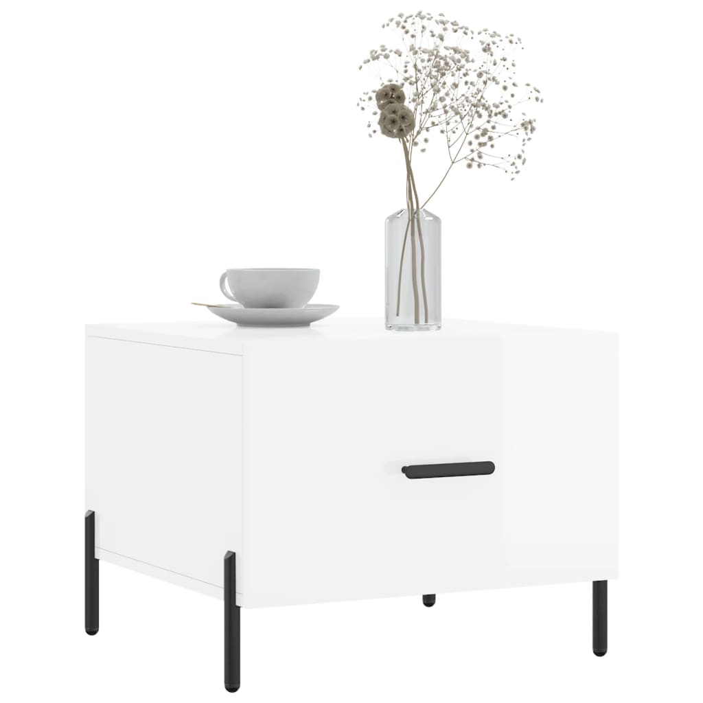 Coffee tables 2 pcs. High gloss white 50x50x40 cm wood material