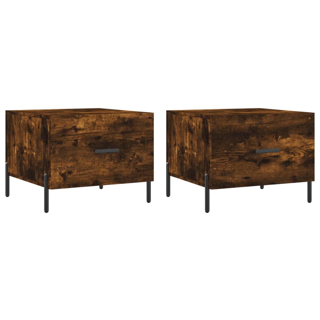 Coffee tables 2 pcs. Smoked oak 50x50x40 cm wood material