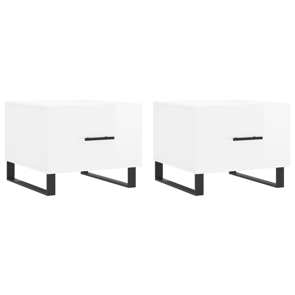Coffee tables 2 pcs. High gloss white 50x50x40 cm wood material
