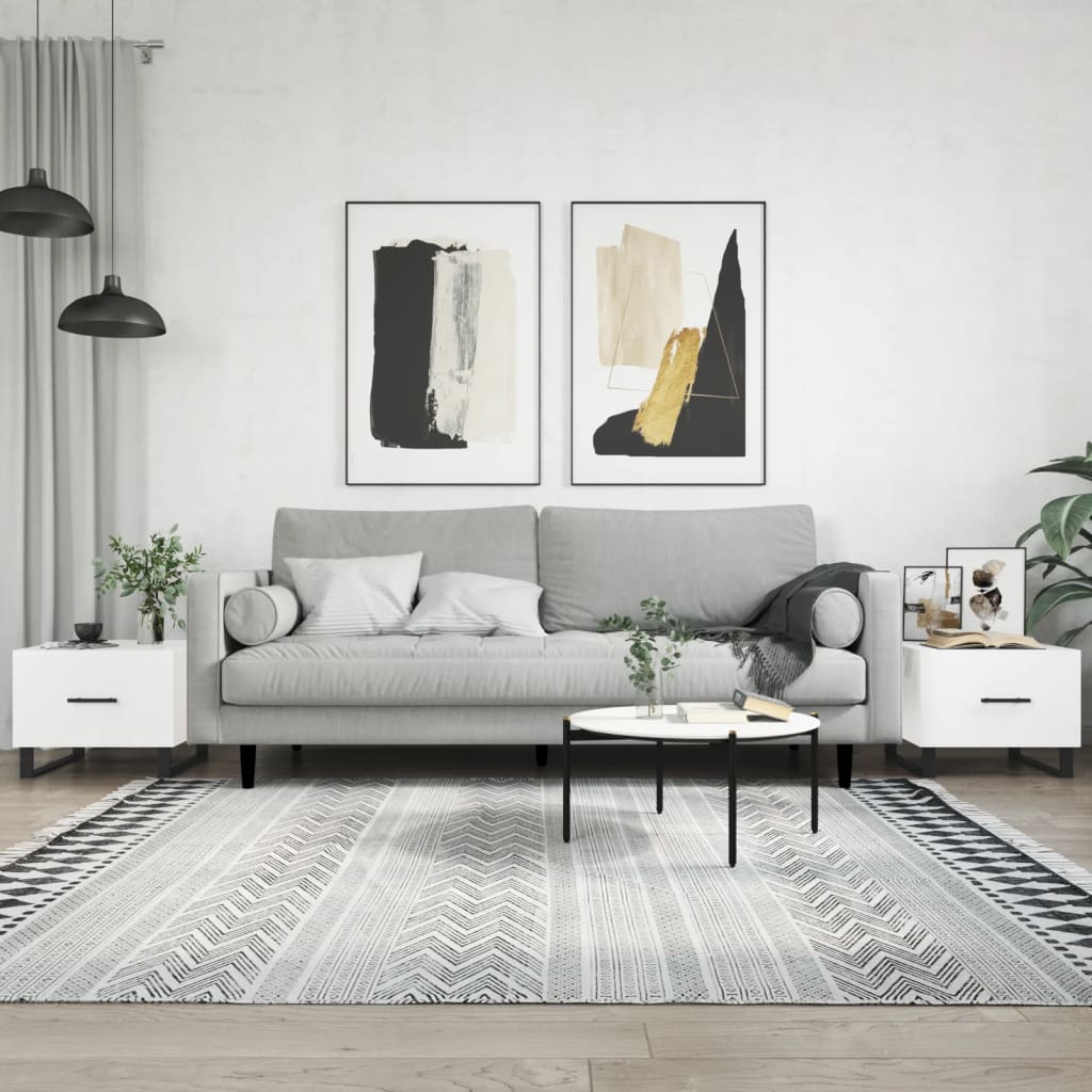 Coffee tables 2 pcs. High gloss white 50x50x40 cm wood material