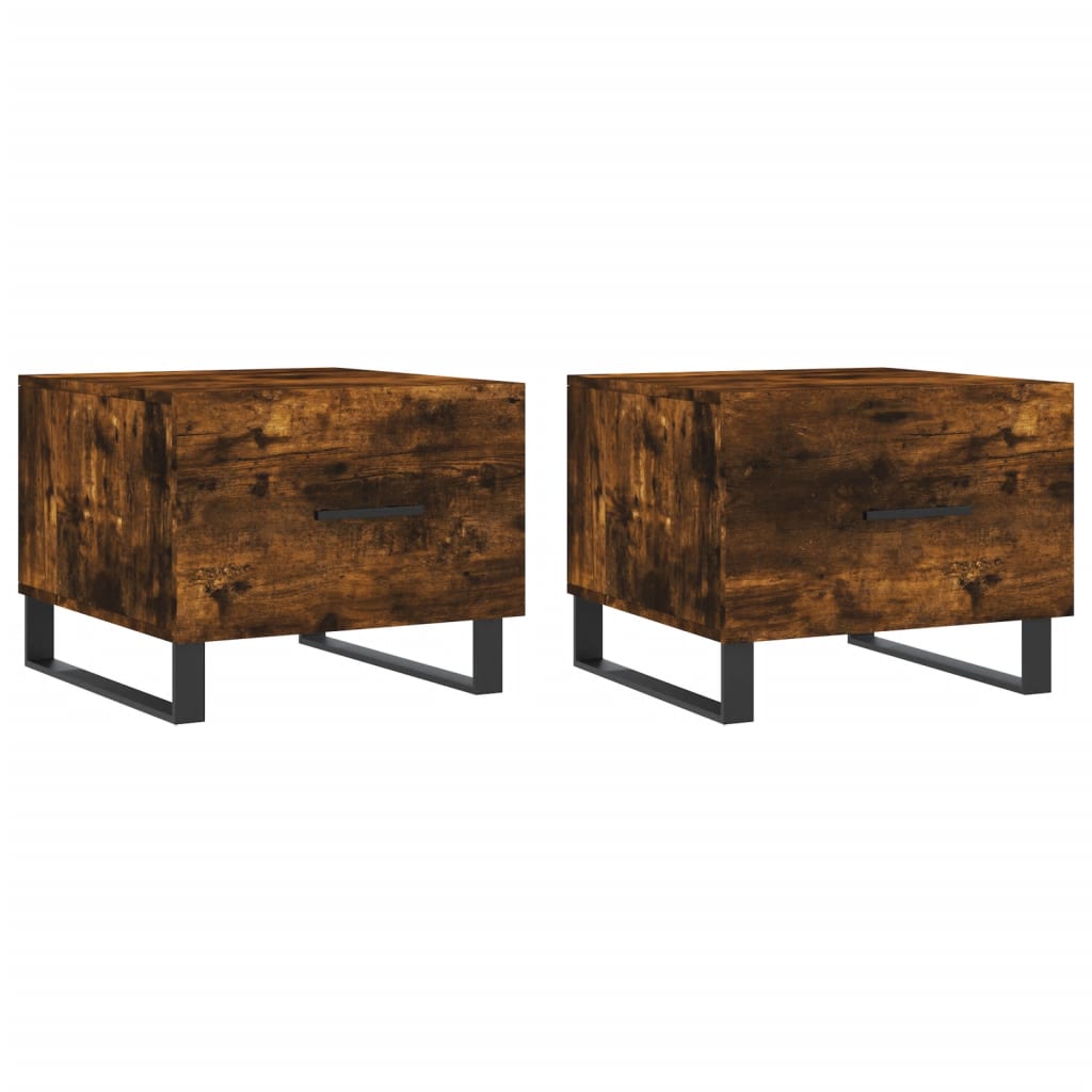 Coffee tables 2 pcs. Smoked oak 50x50x40 cm wood material