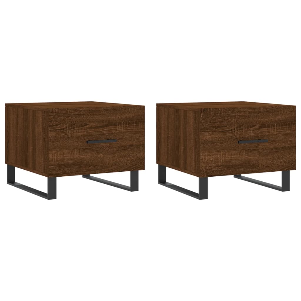 Coffee tables 2 pcs. Brown oak look 50x50x40 cm wood material