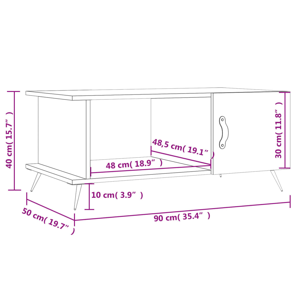 Coffee Table White 90x50x40 cm Wood Material