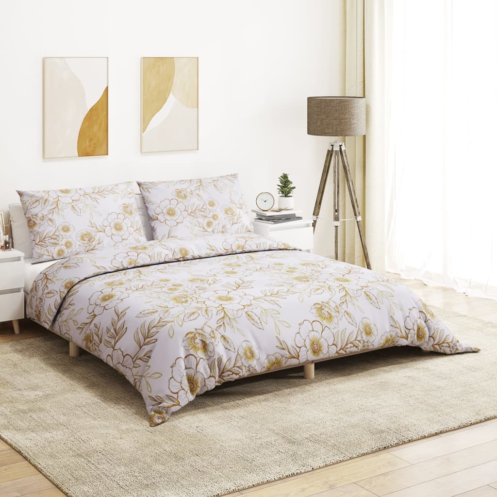 Bedding set white and brown 200x200 cm cotton