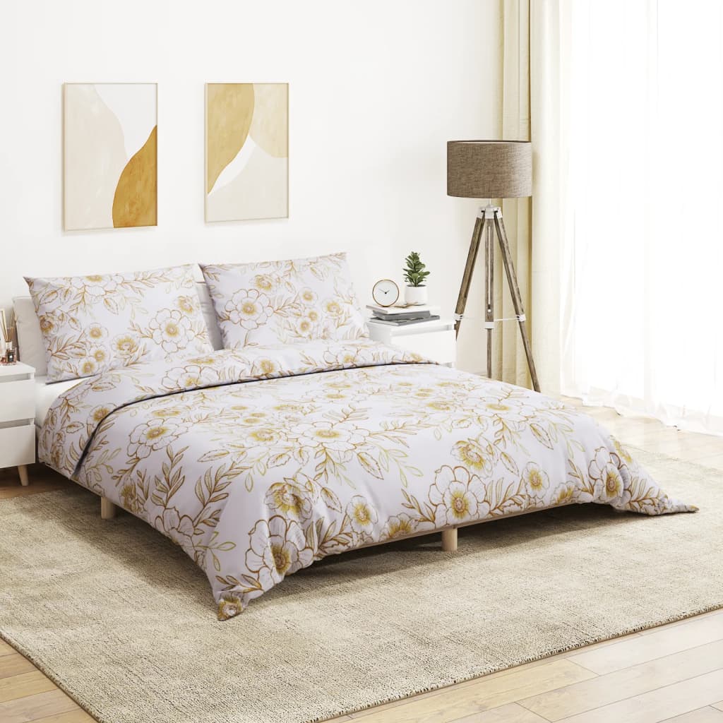 Bedding set white and brown 240x220 cm cotton