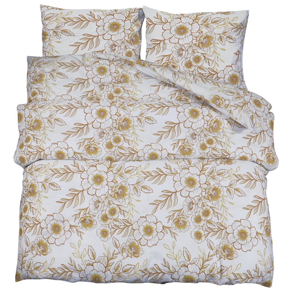 Bedding set white and brown 220x240 cm cotton