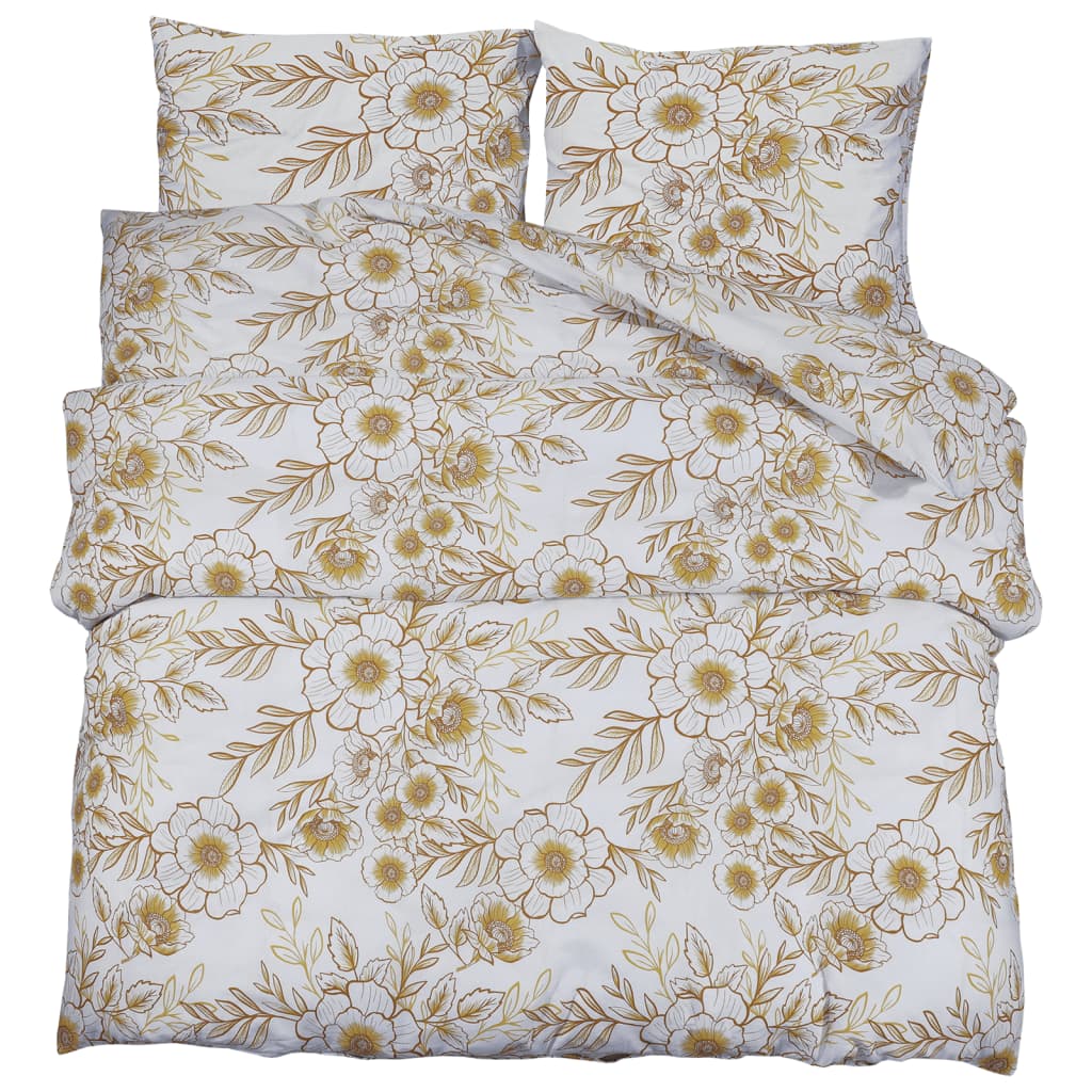Bedding set white and brown 200x220 cm cotton